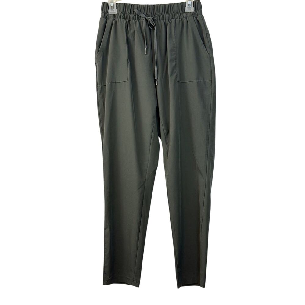 Apana Green Activewear Pants Patch Pockets Elastic Waist Sporty Wrinkle Free - Picture 16 of 16